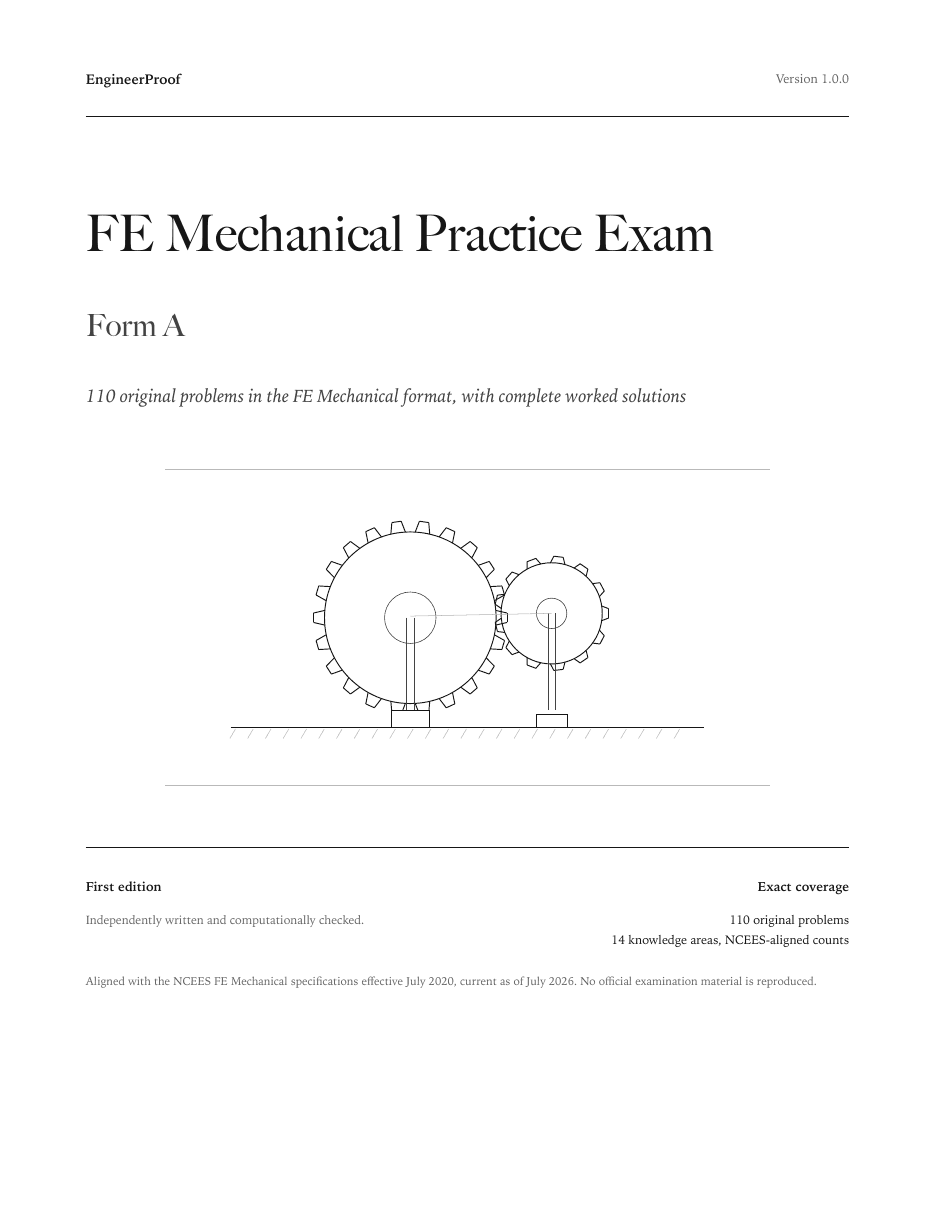 FE Mechanical Practice Exam Form A cover