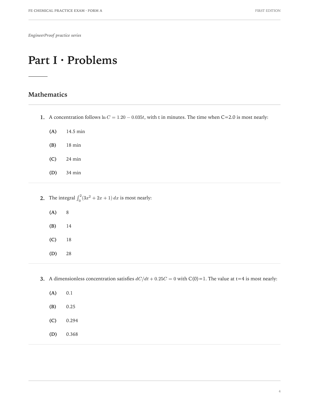 FE Chemical Form A: A question page from the current release