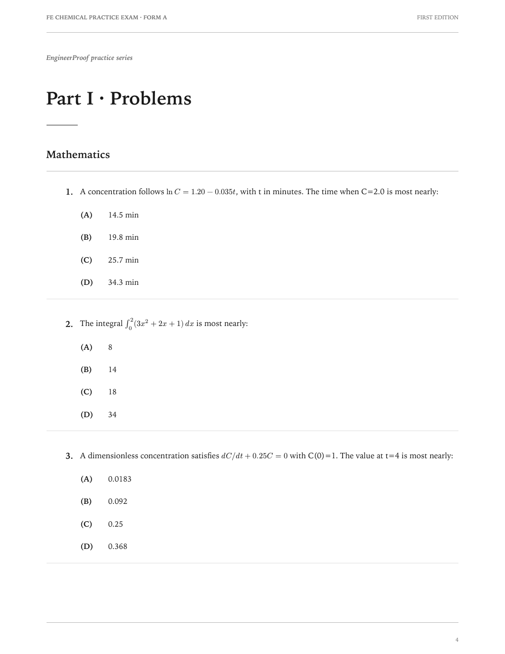 FE Chemical Form A: A question page from the current release