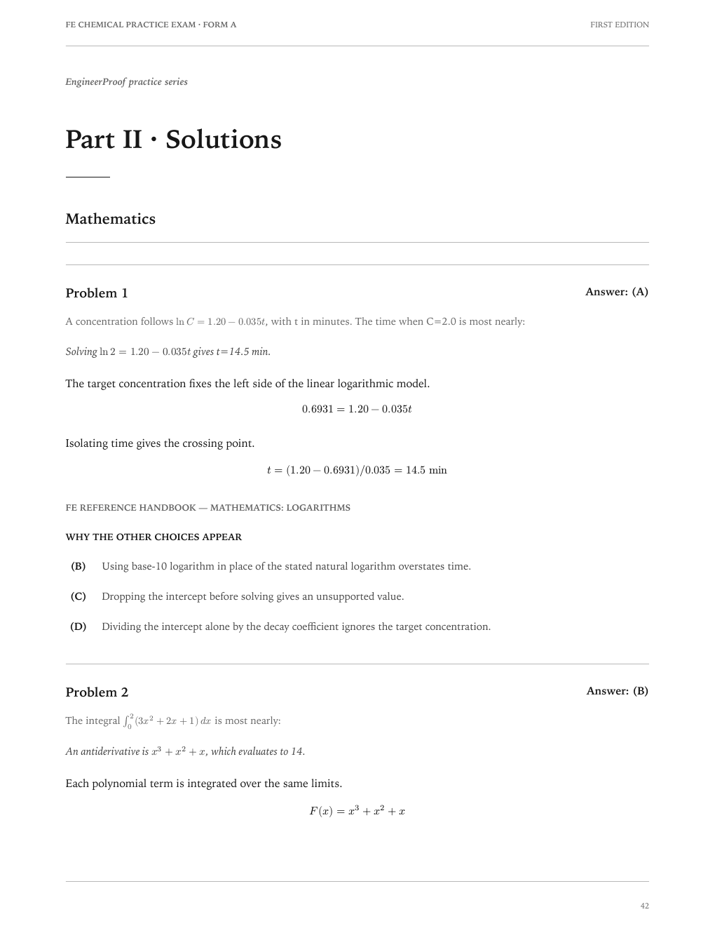 FE Chemical Form A: A worked-solution page from the current release