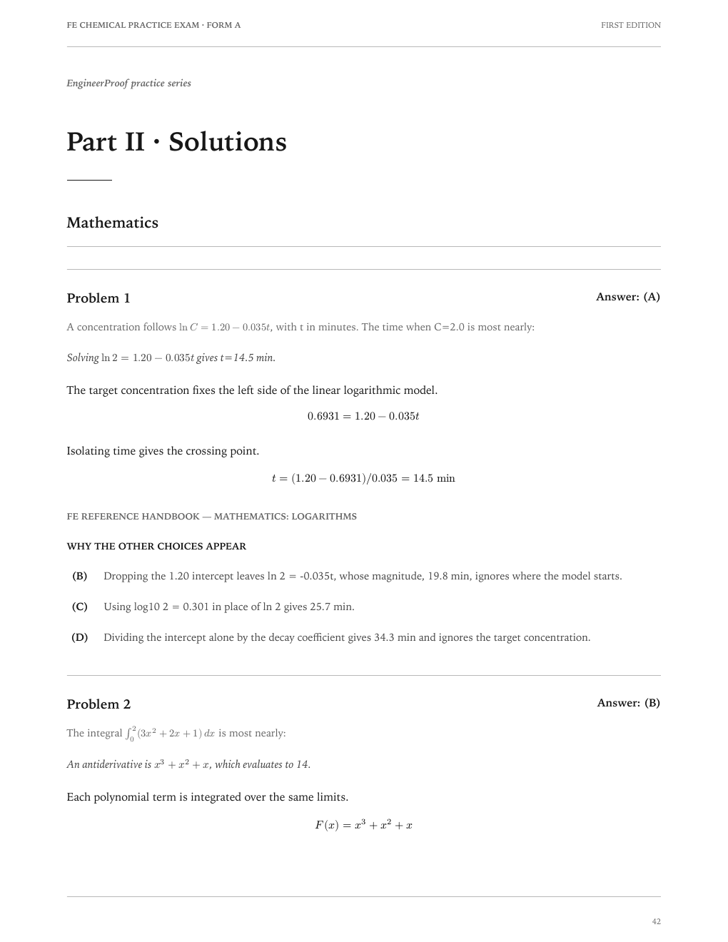 FE Chemical Form A: A worked-solution page from the current release