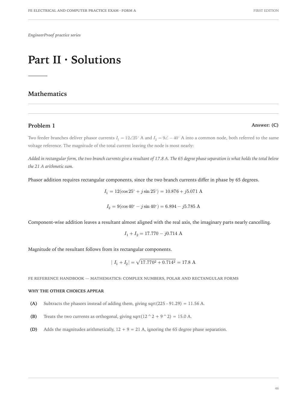 FE Electrical and Computer Form A: A worked-solution page from the current release