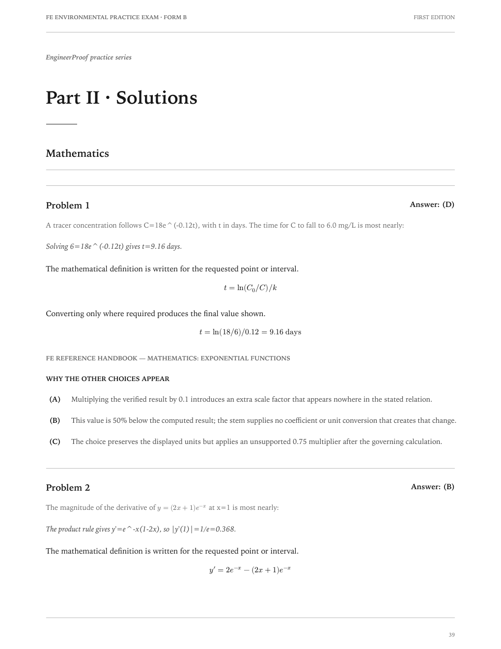 FE Environmental Form B: A worked-solution page from the current release