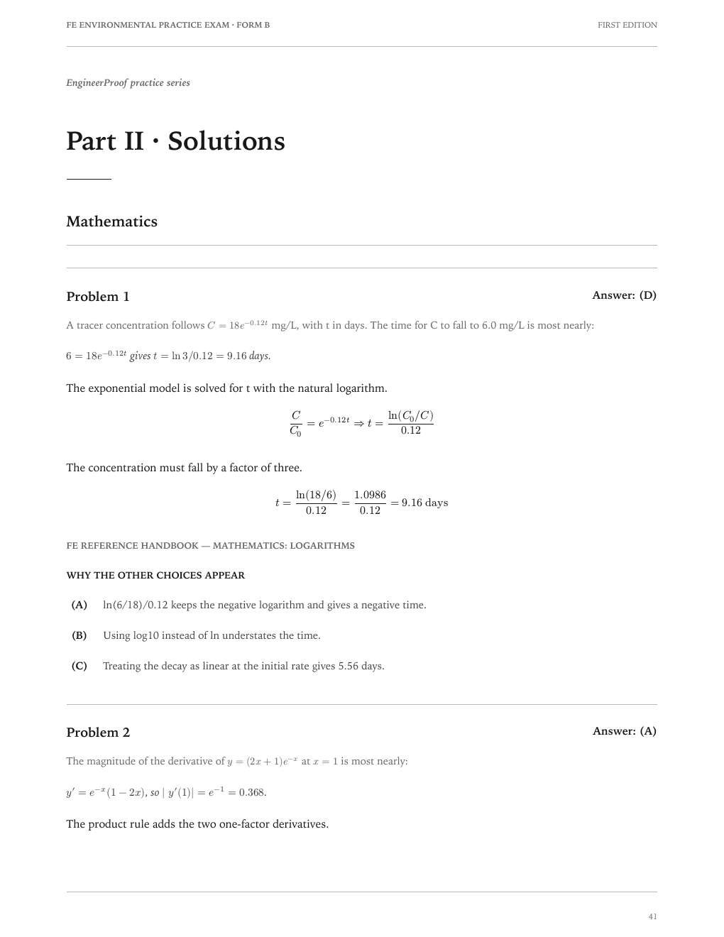 FE Environmental Form B: A worked-solution page from the current release