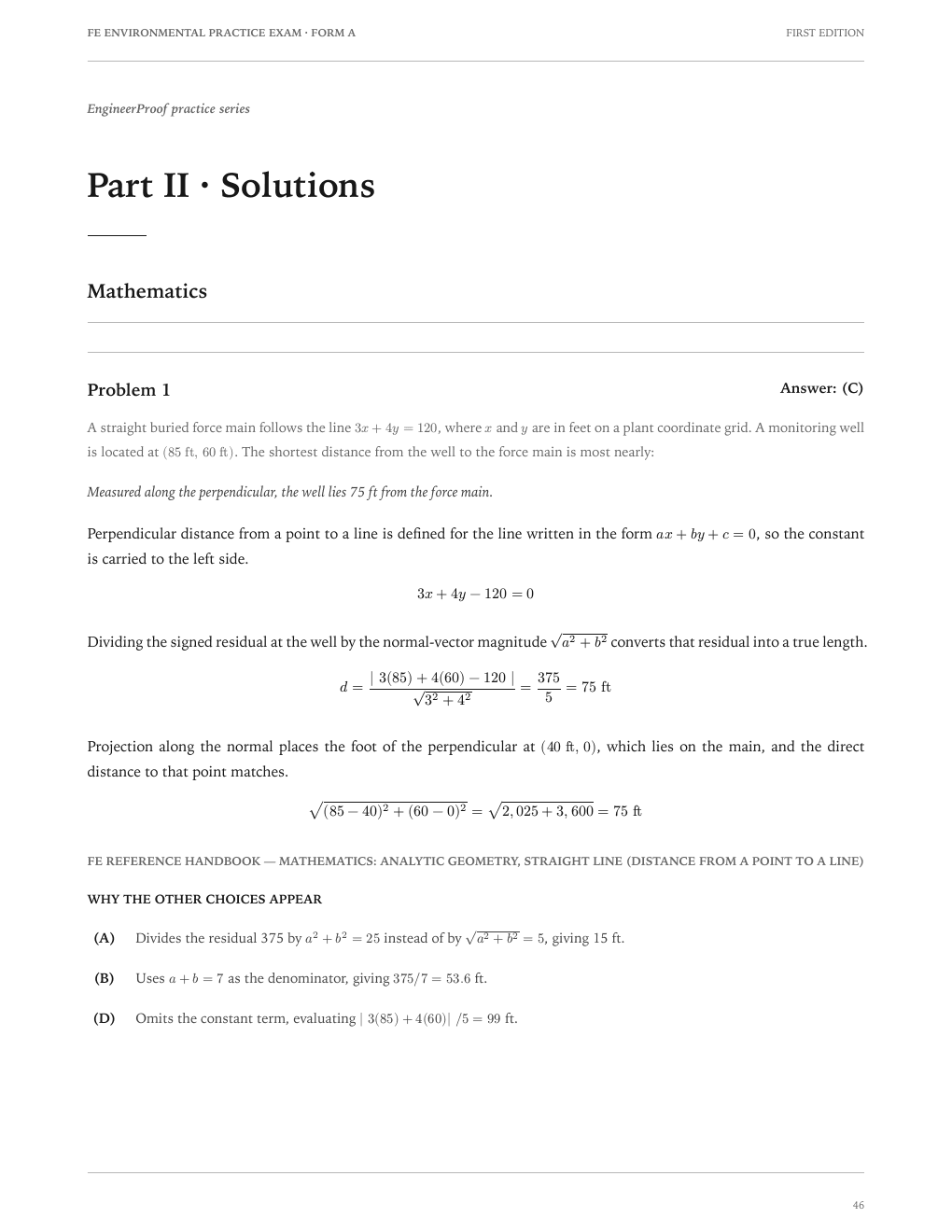 FE Environmental Form A: A worked-solution page from the current release